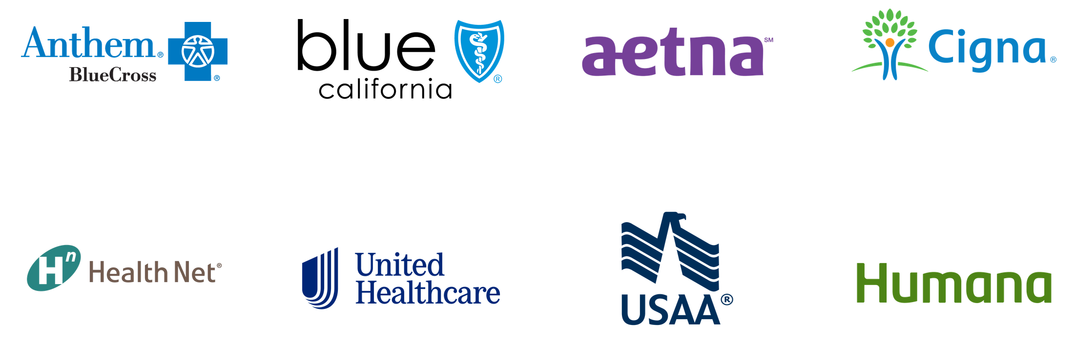 We accept Anthem Blue Cross • Blue Shield of California • Aetna • Cigna • Health Net • United Healthcare • USAA • Humana